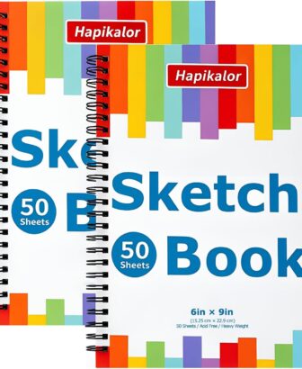 6" x 9" Sketch Book, 2-Pack 50 Sheets 68lb/100gsm, Spiral Bound Sketchbook