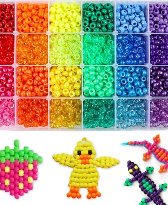 Quefe 2880pcs 24 Colors 6x9mm Pony Beads Bulk for Bracelets